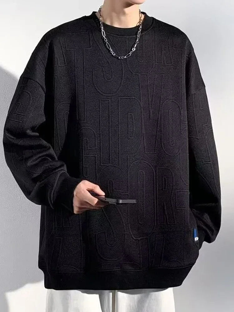 Herren Sweatshirt im Buchstaben-Jacquard mit Rundhalsausschnitt für lässige Frühlingstage
