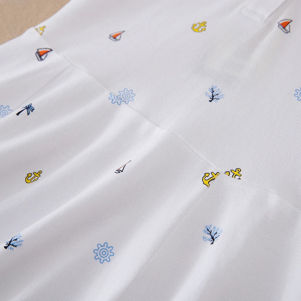 Mädchen-Polokleid mit nautischem Aufdruck, kurzärmelig, A-Linie, Freizeitkleid für Kinder, 5–12 Jahre, Kinderkleidung