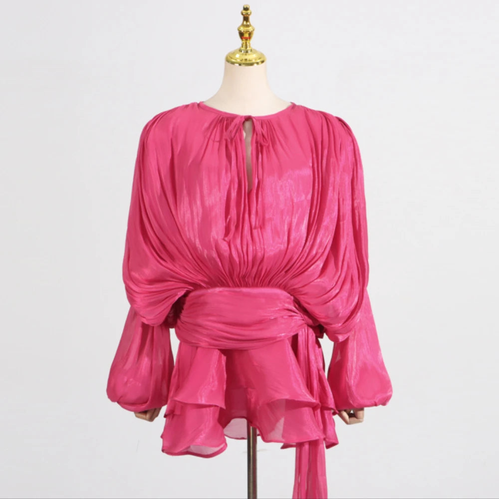 Elegantes Damen-Tunikakleid mit Rundhalsausschnitt, langen Ärmeln und Patchwork-Design