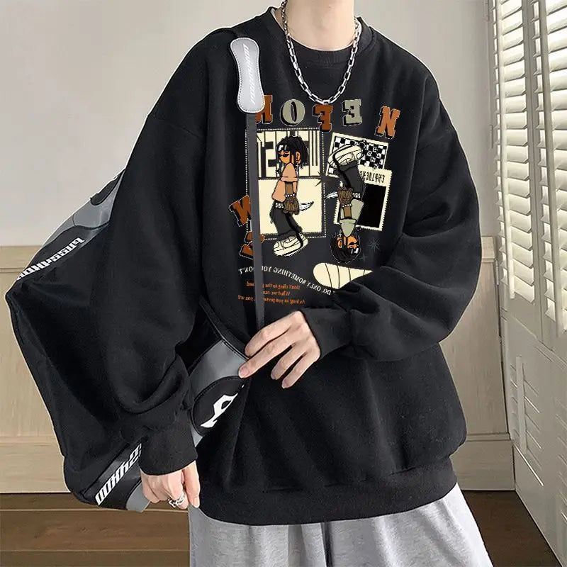 Lässiges Herren-Hoodie mit Kapuze und Letter-Print – ideal für Herbst und Winter