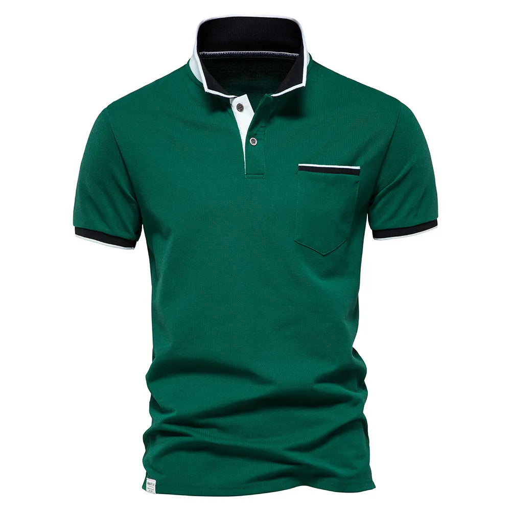 Herren Polo Shirt aus Baumwolle mit Kurzarm und Tasche für lässige Anlässe