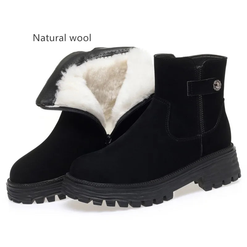 AIYUQI Winter Shoes Boots Ladies 2025 New Genuine Leather Women Snow Boots Large Size Natural Wool Warm Women's Ankle Boots