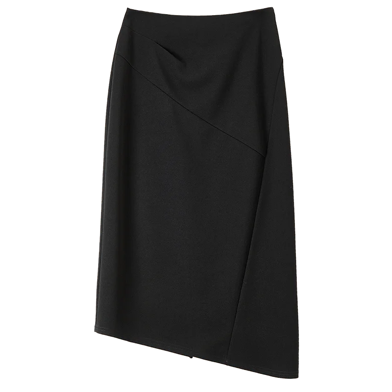Damen Midirock mit unregelmäßiger Form und elegantem Schlitz am Saum
