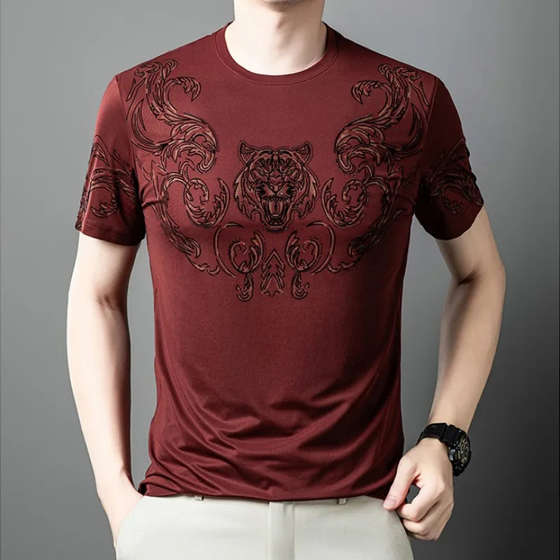 Herren T-Shirt aus feinem Wollstoff mit lässigem Rundhalsausschnitt