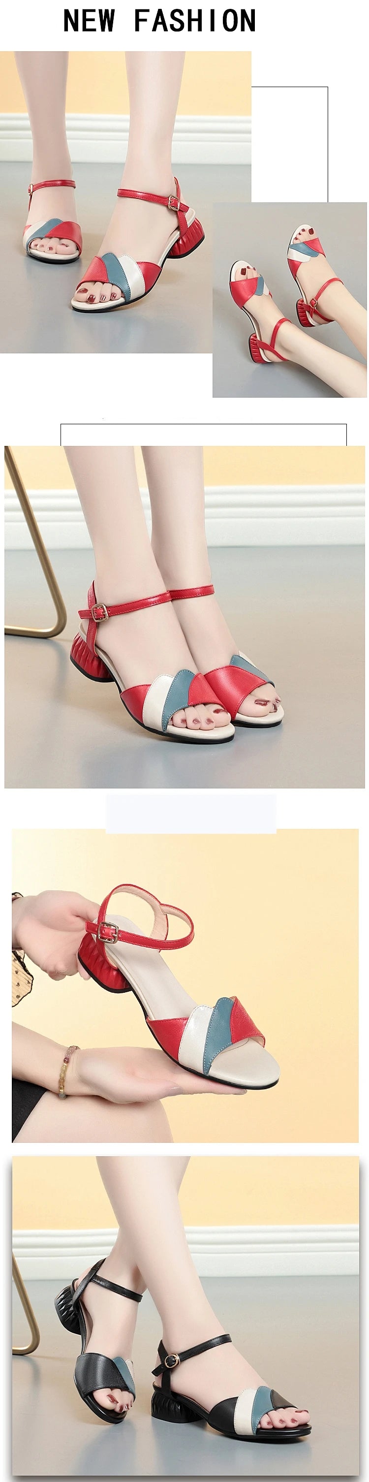 AIYUQI Sandalen Frauen Echtes Leder 2025, Sommer Neue Offene Zehen Frauen Sandalen Große Größe 41 42 43 Mode Mama Frauen sandalen