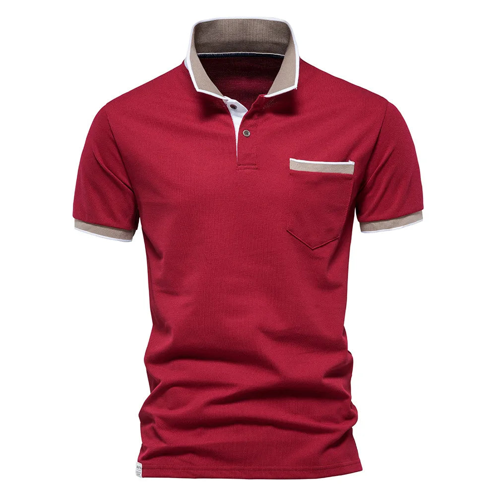 Herren Polo Shirt aus Baumwolle mit Kurzarm und Tasche für lässige Anlässe