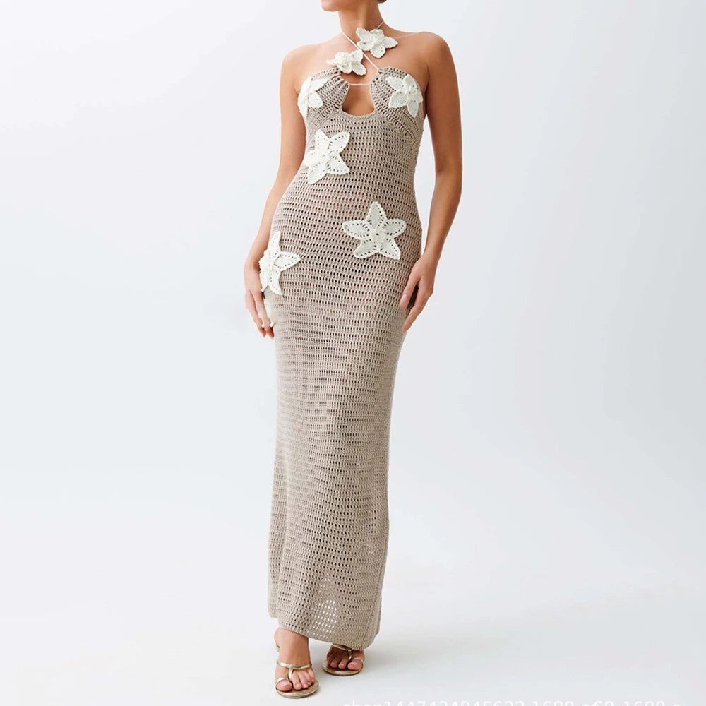 Elegantes Damen-Midikleid mit Rundhalsausschnitt und langen Ärmeln im Patchwork-Design mit Diamantenmuster