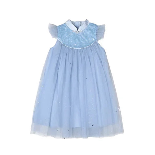 Ärmelloses Sommerkleid für Mädchen mit Blumenmuster und Pailletten – ideal für Hochzeiten und Geburtstagsfeiern