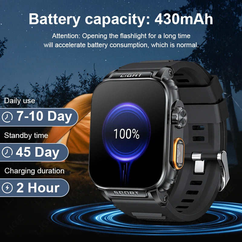 LIGE Neue 1,91 Zoll HD Smart Uhr Bluetooth Anruf 430 Mah Große Batterie Sport Fitness Tracker Smartwatch Band Für Huawei Xiaomi