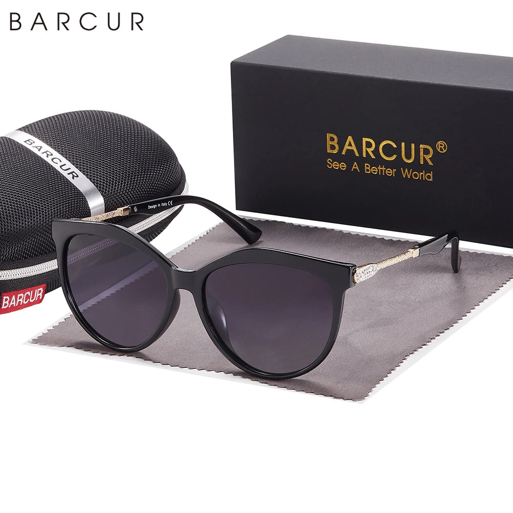 Damen-Sonnenbrille Cat Eye oval Farbverlauf Spiegel polarisiert
