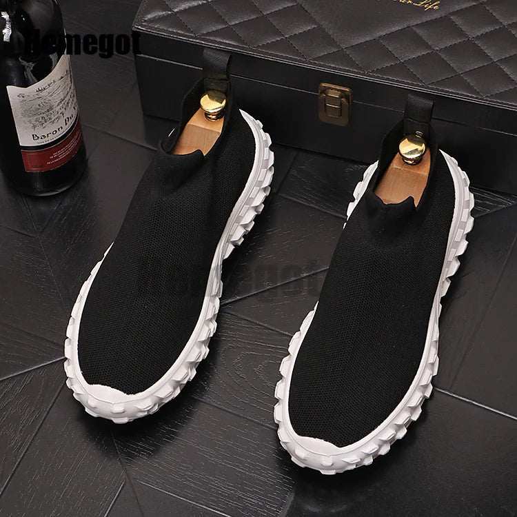 Tire Sole Sneakers Men's Breathable Mesh Casual Shoes Thick Soled Sports Shoes Thick-Soled Lightweight Increased Males Shoes