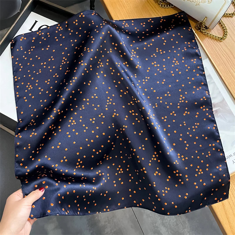 Damen Seidenschal 53cm quadratisch Halstuch Haarband Büro Bandana Foulard B