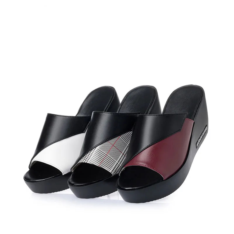 Aiyuqi Frau Plattform Flip Flops neue Sommer Frauen Echt leder Slipper High Heel Schuhe große Größe 41 42 43 Frauen Slipper