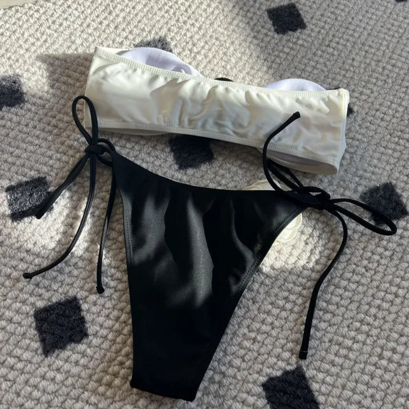 Gestreifter Damen-Bikini im brasilianischen Stil – ideal für Strand und Pool