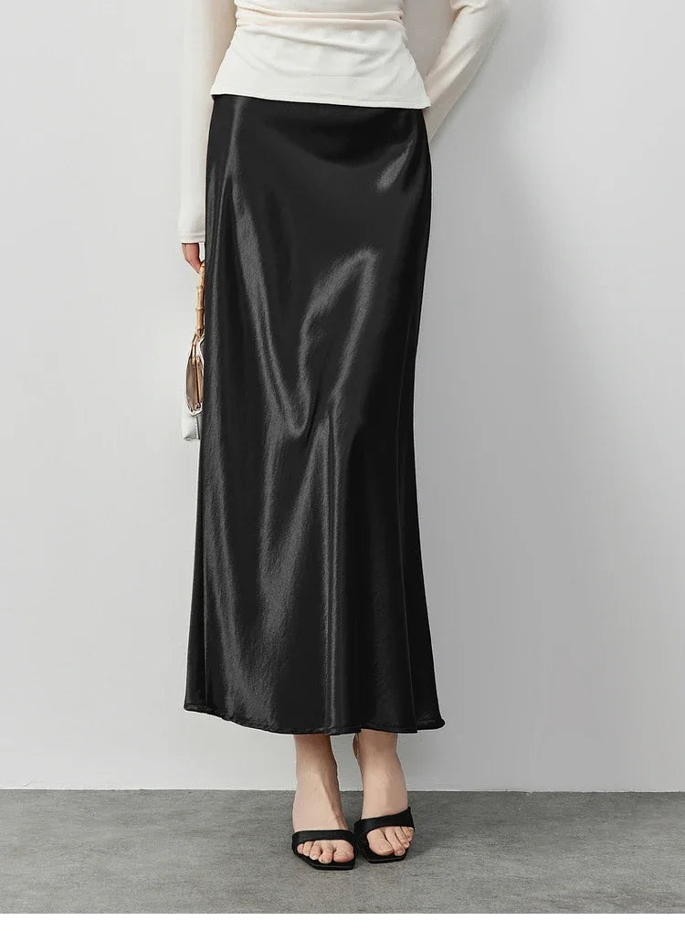 Damen Rock im Luxus-Stil aus Satin in A-Linie für elegante Anlässe