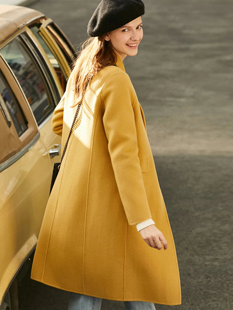Damen Wollmantel aus 100 Prozent Wolle für den eleganten Winterlook