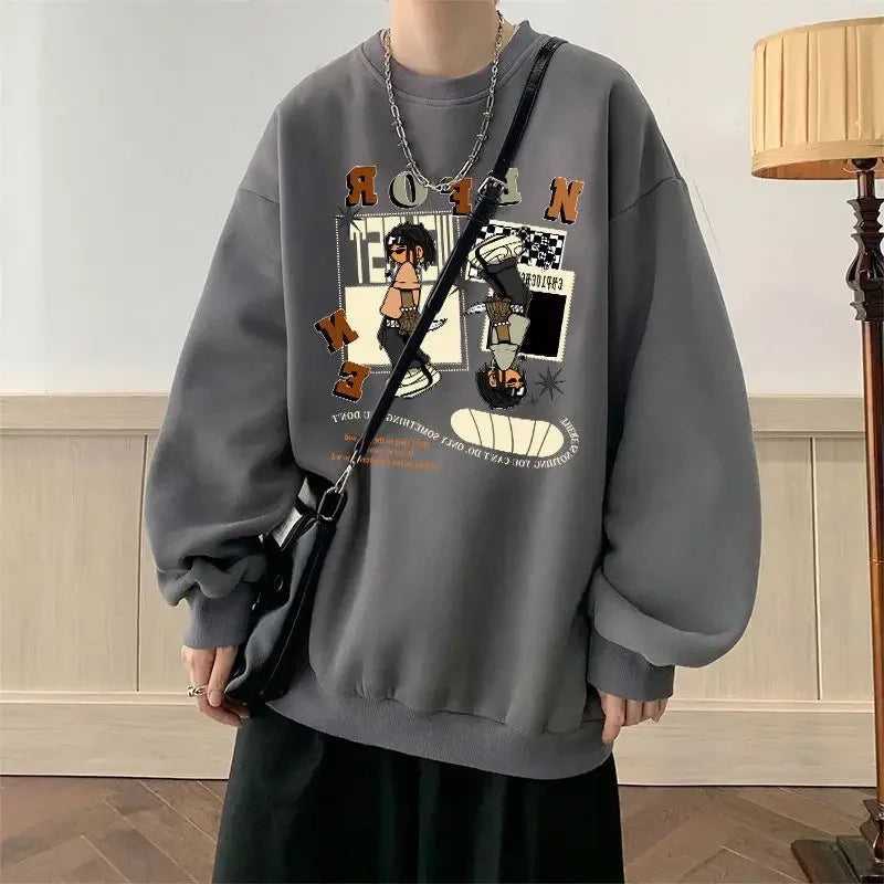 Lässiges Herren-Hoodie mit Kapuze und Letter-Print – ideal für Herbst und Winter