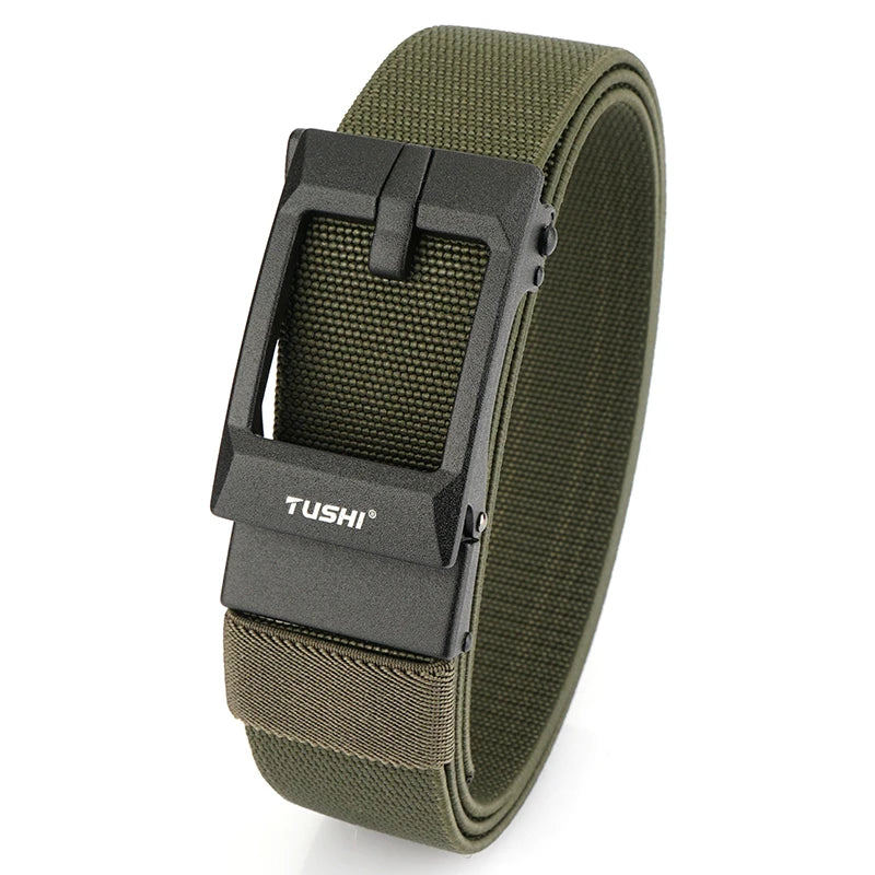 Herren-Gürtel Verstellbar aus elastischem Nylon mit automatischer Metall-Schnalle Breite 3,4 cm