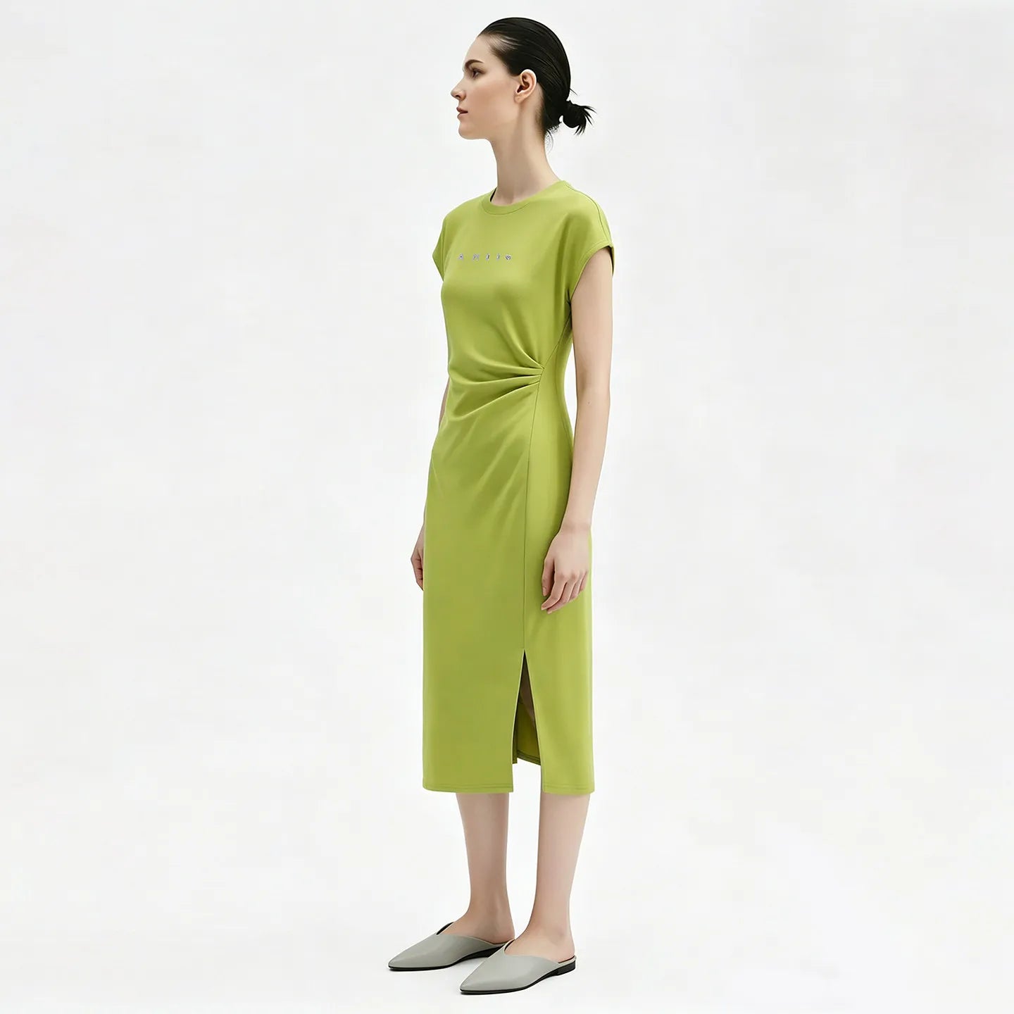 Elegantes Damen Midikleid Mit Stretch Und Strass Detail
