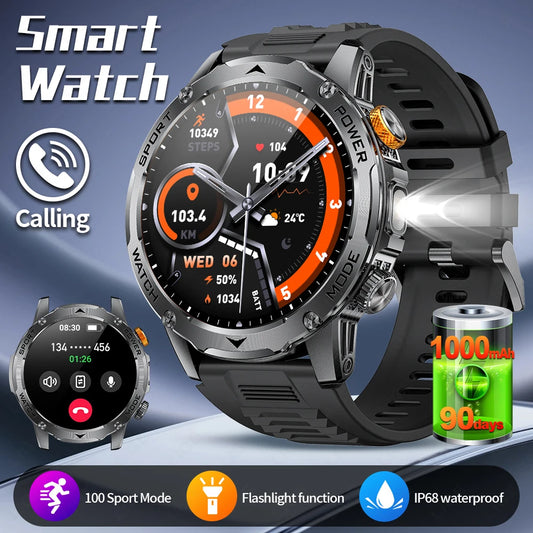 Herren Smartwatch mit Bluetooth Anruf und wasserdichtem Design für Outdoor Fitness