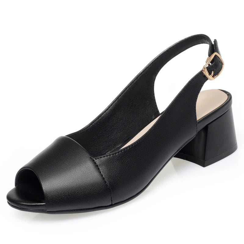 Damen Leder Sandalen Fischmaul Mode
