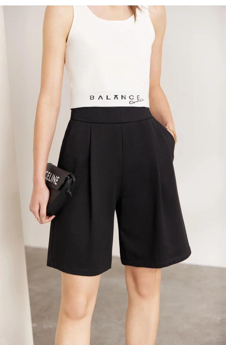 Damen Shorts im Minimalismus-Stil mit elastischer Taille für den Sommer