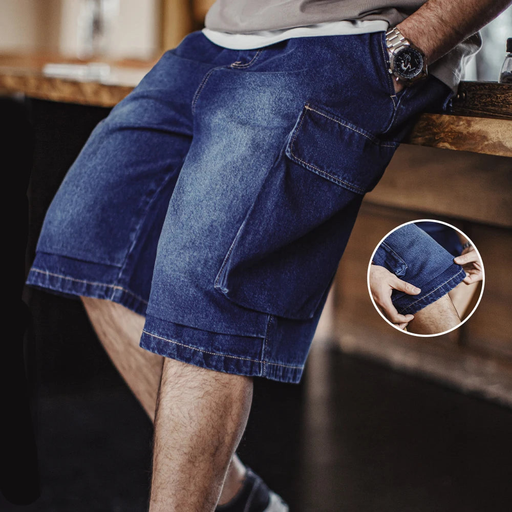 Herren Denim Shorts im Vintage-Stil mit losser Passform und elastischer Taille