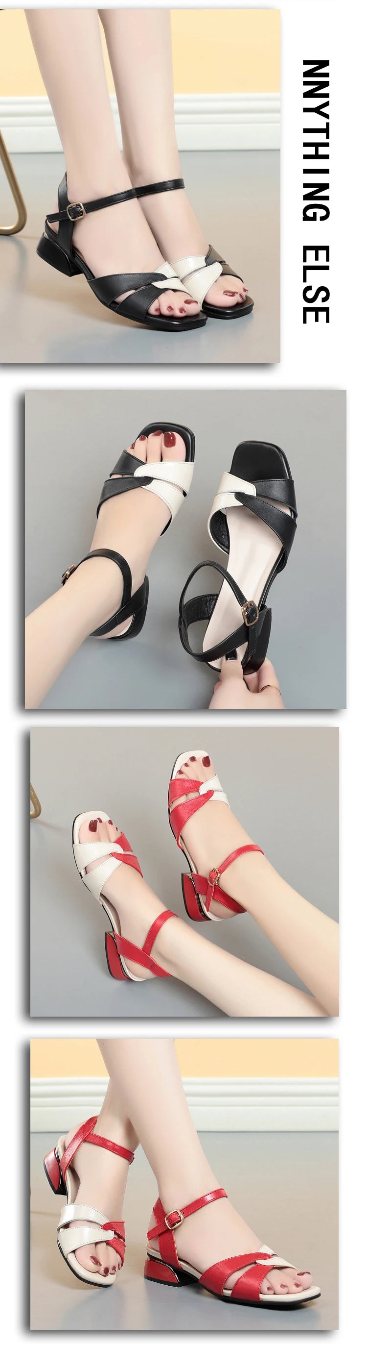 AIYUQI Sandalen Frauen Echtes Leder 2025, Neue Mode frauen Sommer Sandalen Gemischte Farbe Große Größe 41 42 43 frauen Sandalen