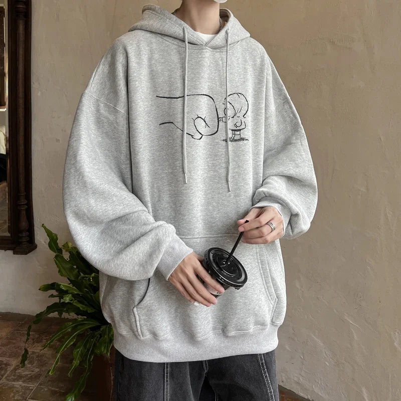 Herbst Cartoon Kawaii bedruckte Hoodies für Männer neue y2k Streetwear übergroße Pullover Sweatshirts Hombre Fleece Hoody Kleidung