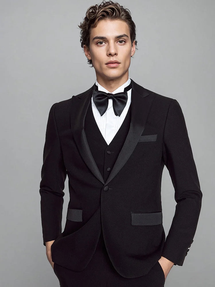 Luxuriöses Herren Anzugset: Eleganter Schwarzer Smoking für Hochzeit, Business und Abendveranstaltungen
