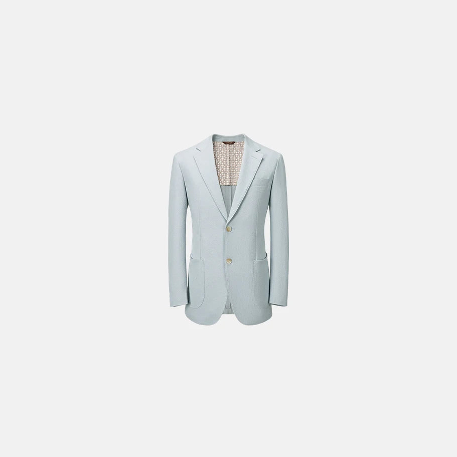 Leichter Herren-Seersucker-Anzug in Hellgrau – ideal für Hochzeit, Büro und Alltag