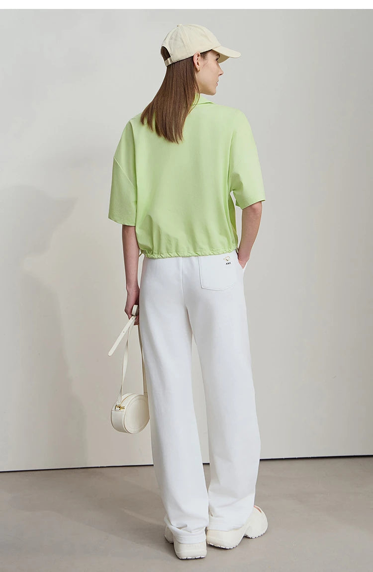Damen T-Shirts im minimalistischen Stil mit neuem V-Ausschnitt und kurzen Ärmel