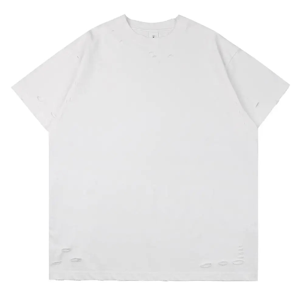 Herren T-Shirt mit kurzen Ärmeln und lässigen zerrissenen Löchern