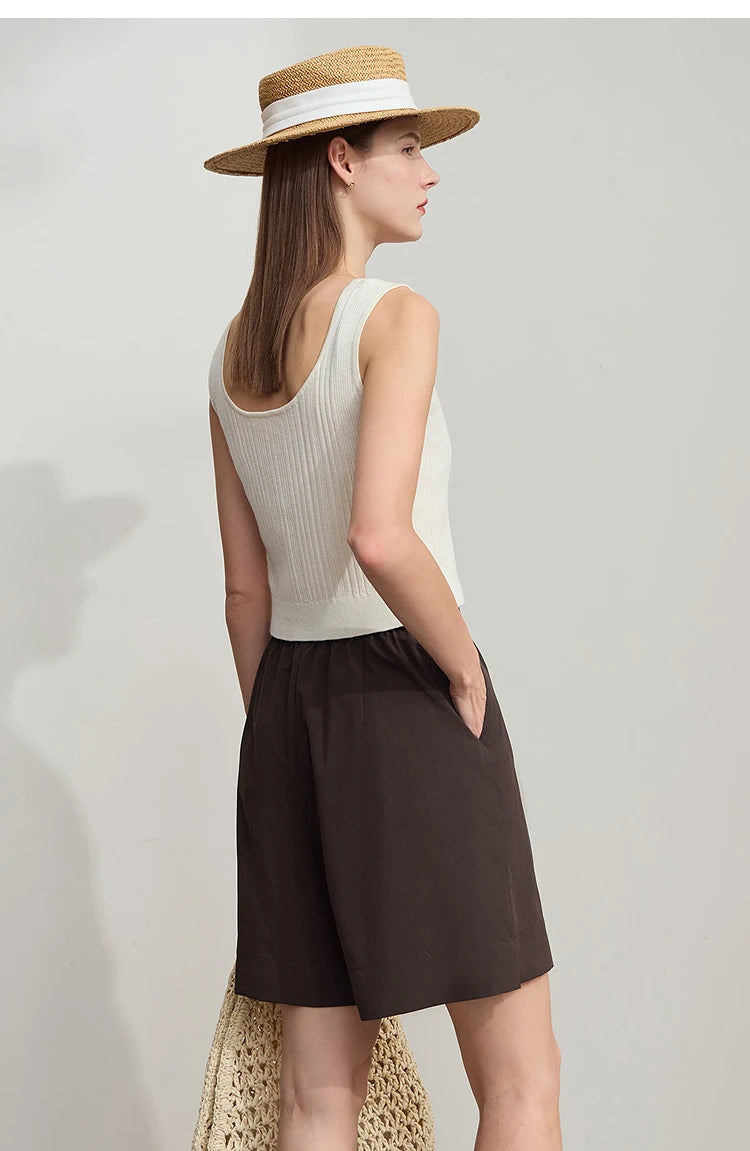 Damen Shorts im minimalistischen Stil mit elastischem Bund und weitem Bein