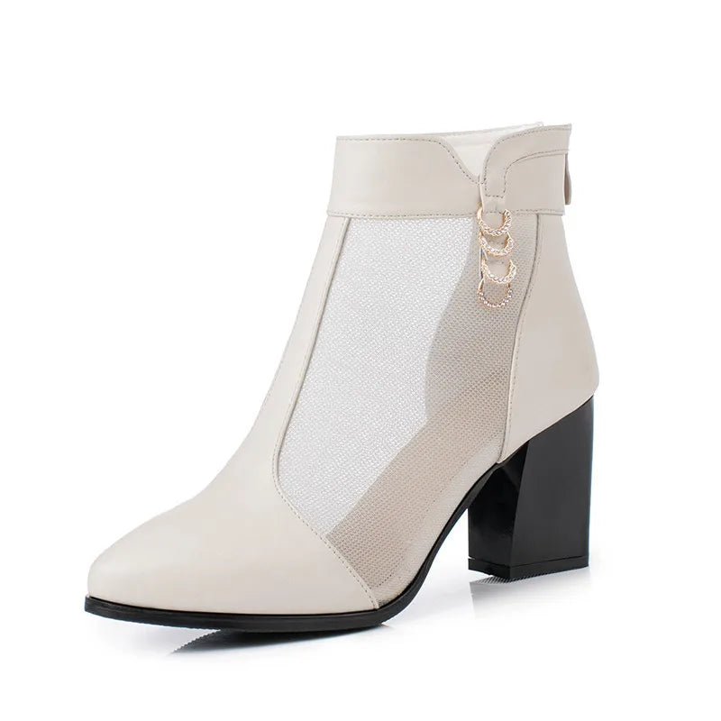 Damen Mesh Stiefel Strass High Heels Hochzeit