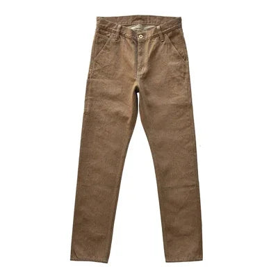 Herren Jeans aus Selvedge-Denim in Khaki mit Zipper Fly Casual