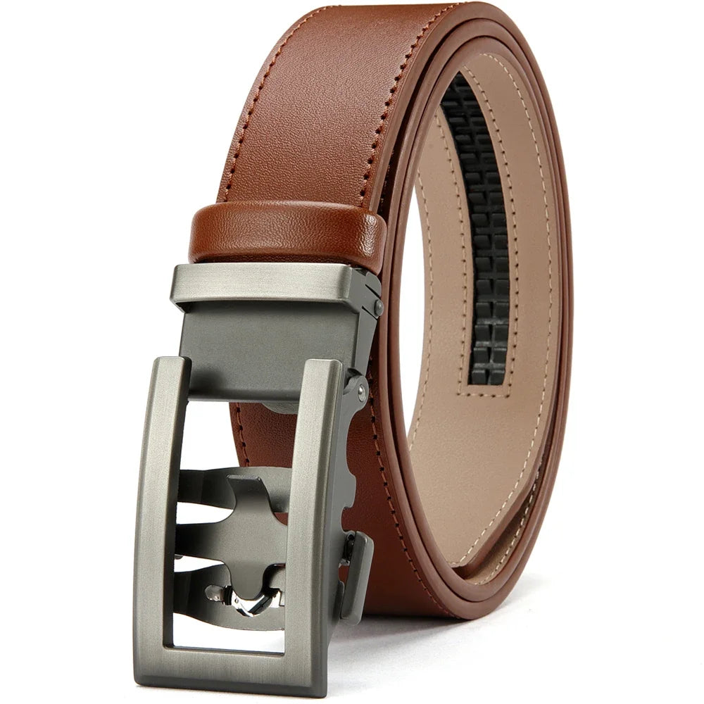 Herren Echtleder-Gürtel Hohles Muster Automatik-Schnalle Unisex 3,5 cm