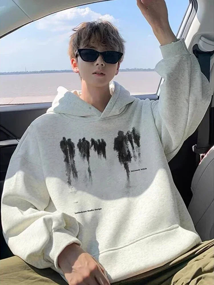 Herren Hoodie mit Hip Hop Grafik im Goth Design und Taschen