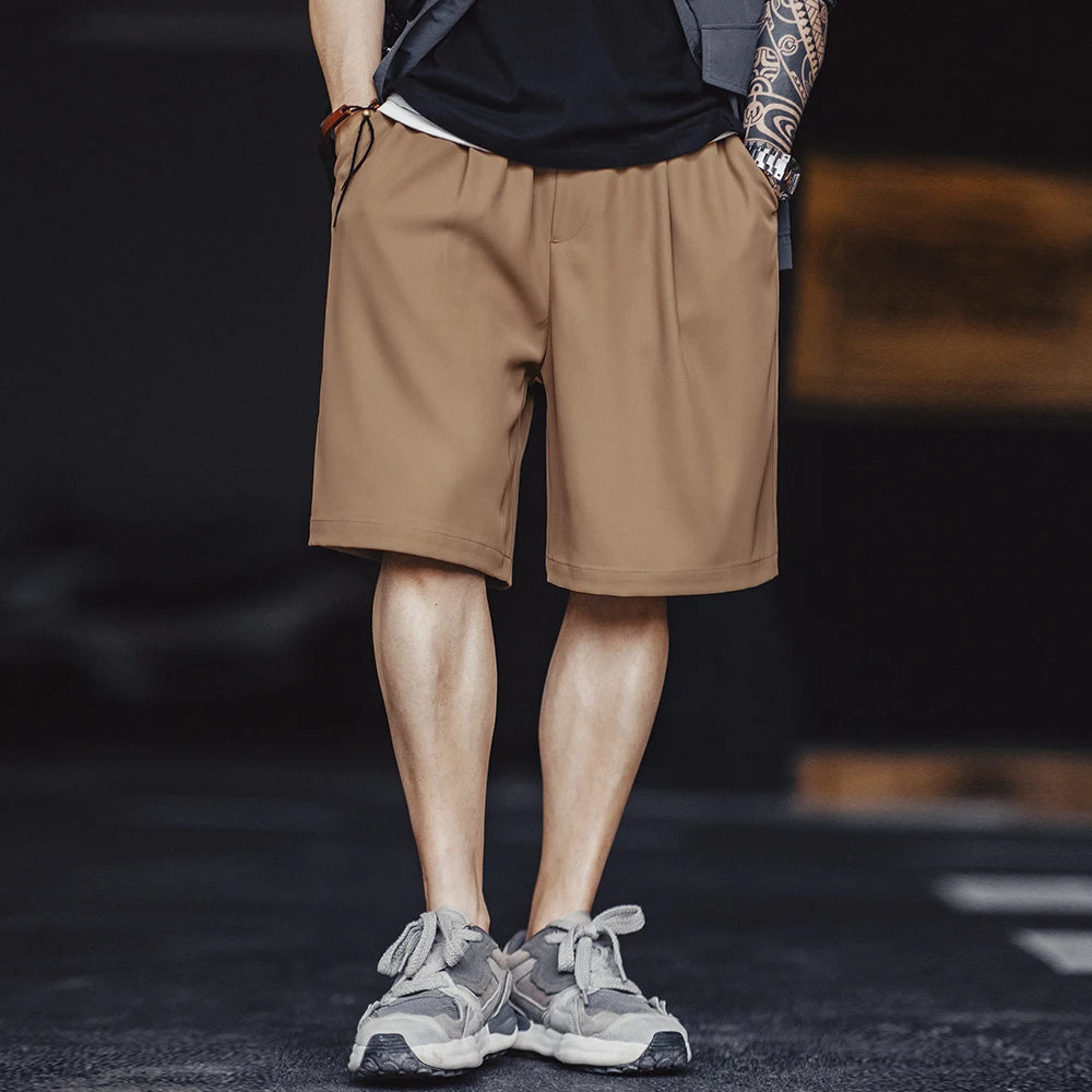 Herren Shorts aus Anti-Falten-Tuch mit elastischer Taille und lockerer Passform
