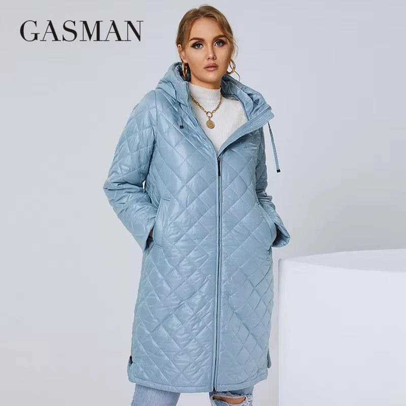 Lange Damen-Winterjacke mit großen Taschen, winddicht und warm, hochwertiger Parka-Mantel