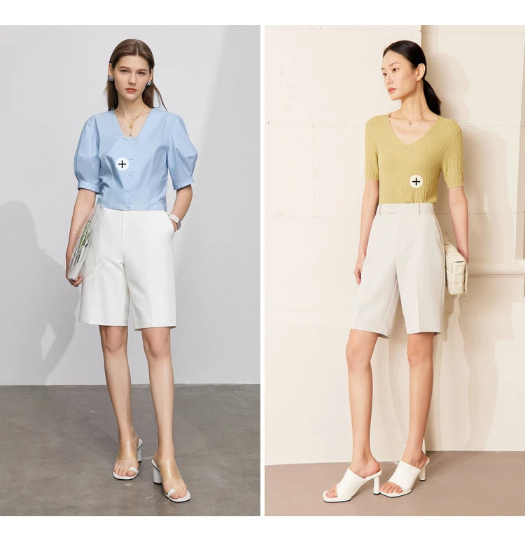 Damen Shorts im minimalistischen Stil mit hoher Taille für das Büro