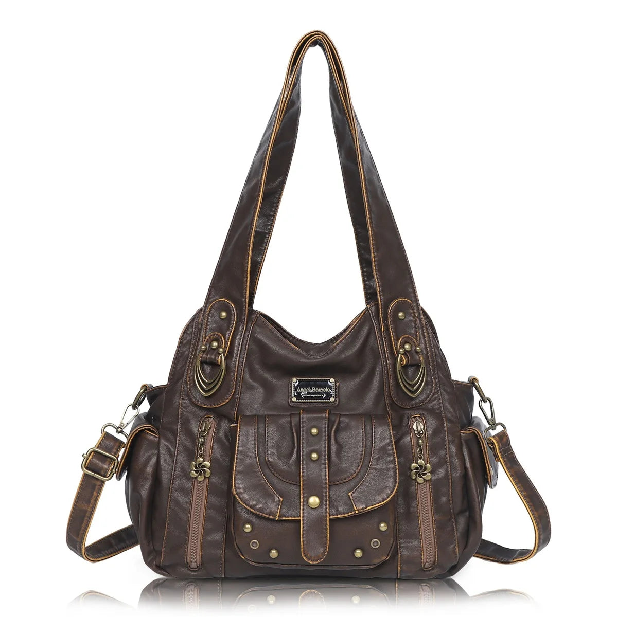 Damen-Schultertasche aus PU Mehrfachfächern Großem Fassungsvermögen Alltag und Reisen