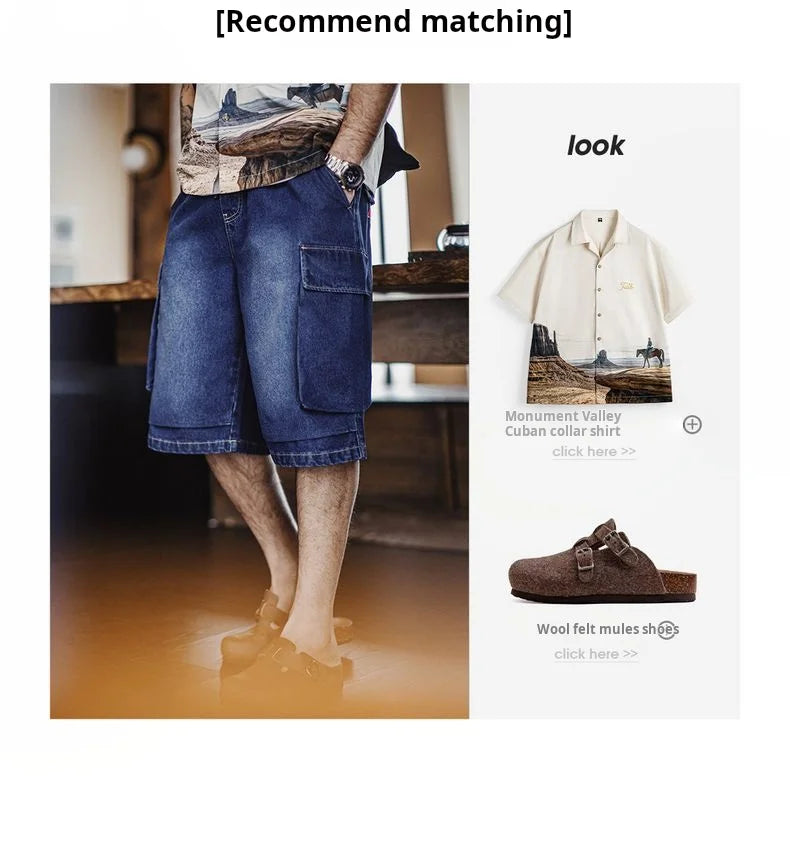 Herren Denim Shorts im Vintage-Stil mit losser Passform und elastischer Taille