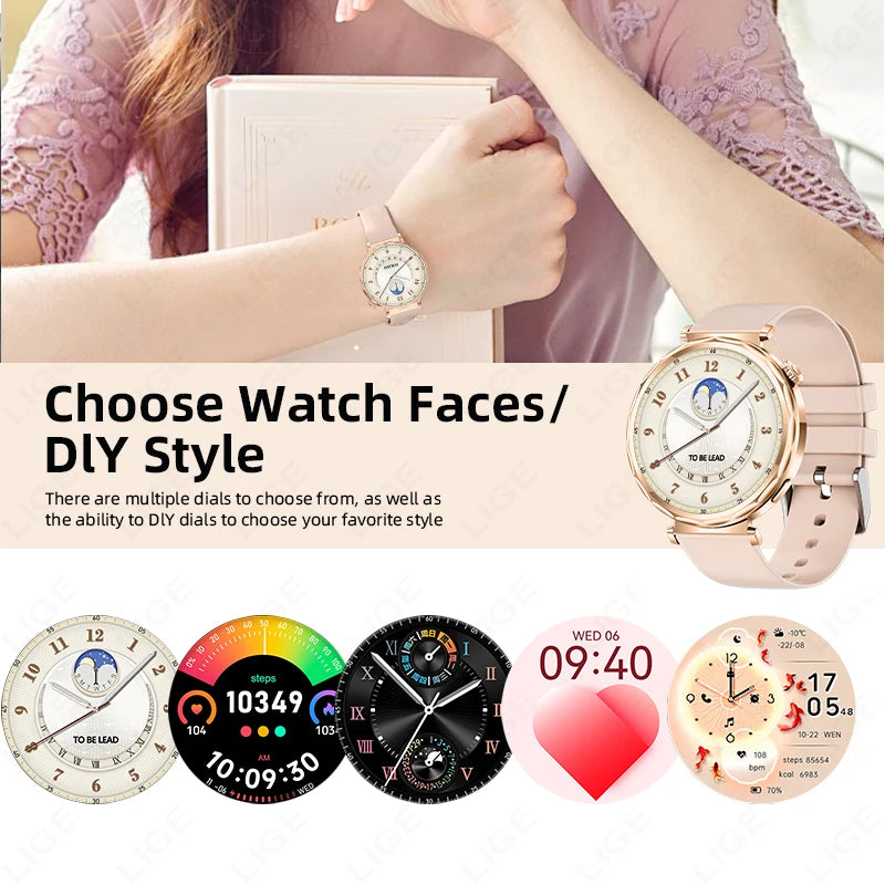 LIGE 2025, Smartwatch für Damen, voller Touchscreen, Sport-Fitness-Uhr, IP68, wasserdicht, Bluetooth, für Android iOS, Smartwatch für Damen