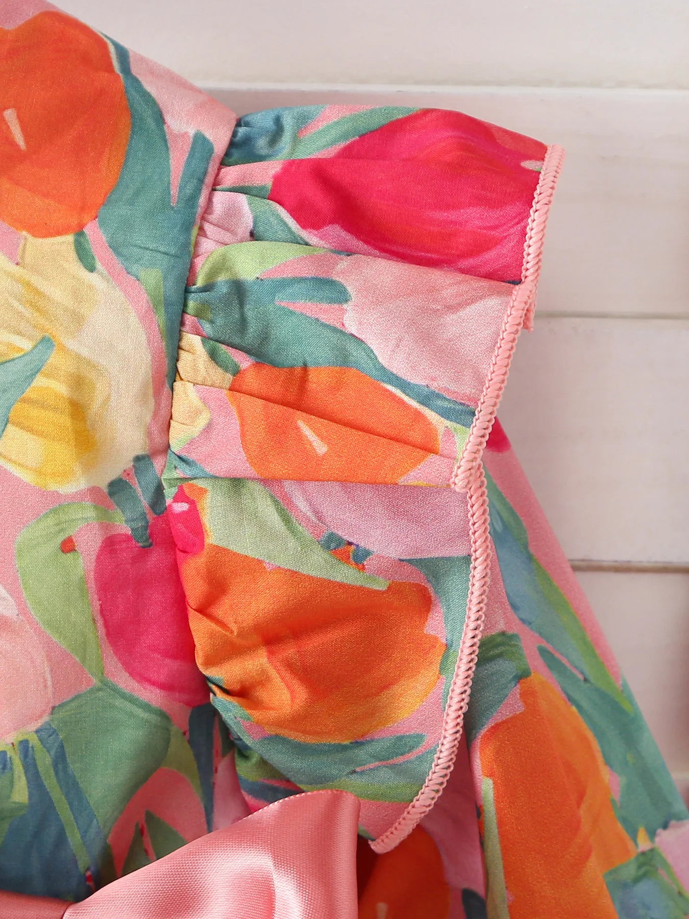 Mädchen A-Linie Kleid mit Band und Tulpe für 1-4 Jahre