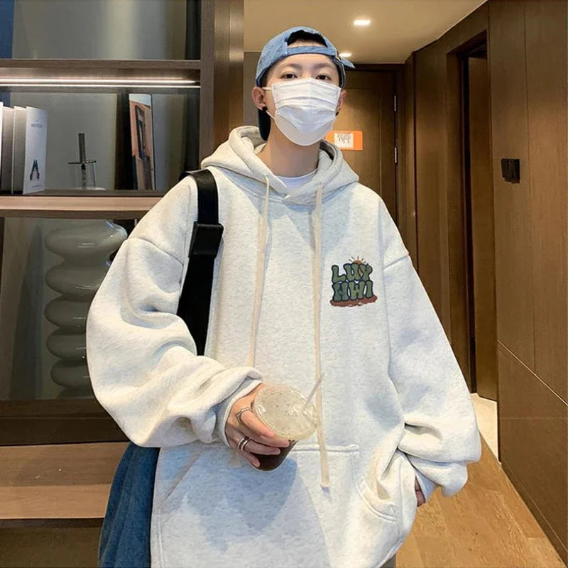 2025 neue Brief Grafik Hoodies männer Elegante Vintage Baumwolle Fleece Mit Kapuze Sweatshirts Herbst Frauen Y2K Streetwear Hoody Kleidung