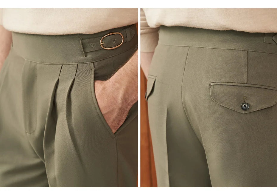 Herren anzüge Hose hohe Taille Freizeit neunte Hose Armee grün braun Khaki Italien Casual Style Hose plus Größe 40 Frühling Herbst