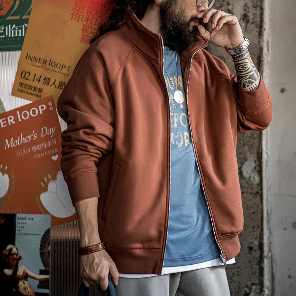 Herren Strickjacke Polarfleece Stehkragen Sport Reißverschlussjacke warmer Mantel