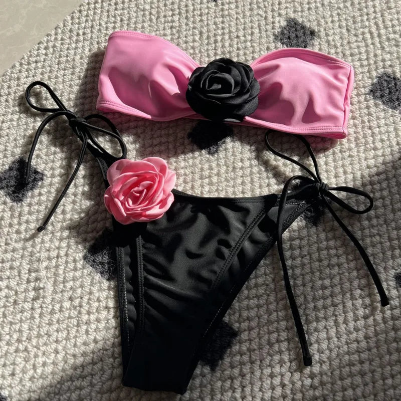 Gestreifter Damen-Bikini im brasilianischen Stil – ideal für Strand und Pool