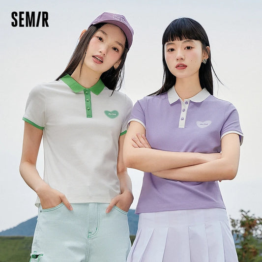Semir Polo Shirt Frauen cool anti bakteriell schlank süß Stil Sommer neue Farbkontrast Druck Pulloverf Polo